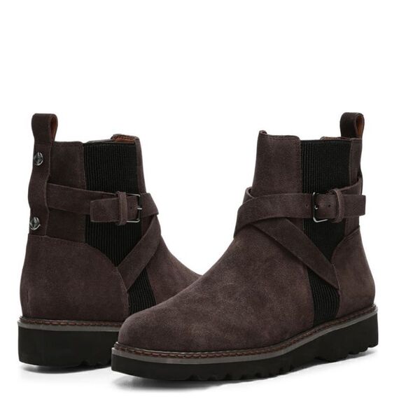 DONALD PLINER CAPTAIN Buckled Lug Sole Bootie, Suede, Dark Brown, Size 12, NWT - Picture 8 of 16